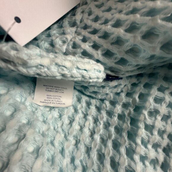 Brooklinen Waffle Robe Womens XL 100% Turkish Cotton Light Blue Lightweight New - Picture 4 of 11